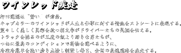 ���C�����b�h����
���c�^���́u�����v���M���B
�L���u�J���[�̃��C�����b�h���l���Ǝd���ɑ΂����M���X�g���[�g�ɕ\������B
�r�X�����������ٍʂ�����������h���C�o�[�����̋C�T��`����B
�g���b�N�𑀂�̂��O�x�̔т��D���Ȓj�������A
�˂ɍō��̃R���f�B�V�����ŉו����^�ׂ�悤�ɁA
�Ⓚ�①�Ԃ�􂢖����_���������������A�S���̍������H����������B